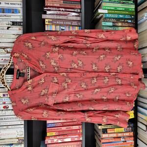 BYdesign Pink Floral Button Front Blouse Medium Like New Rayon Top